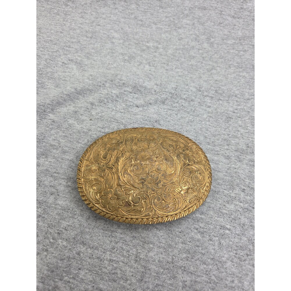 Vintage Crumrine El Arturo Bronze Floral Scroll Western Buckle